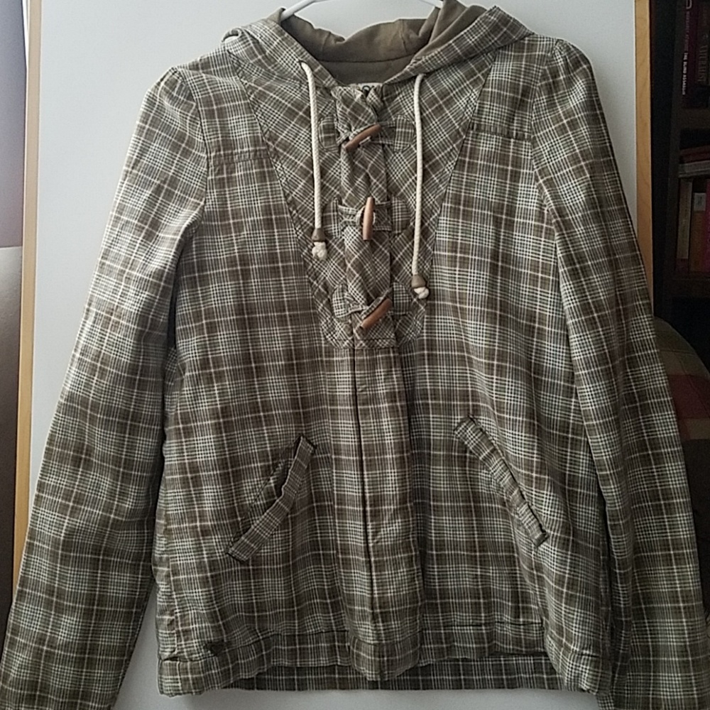 Plaid Roxy jacket with hood
